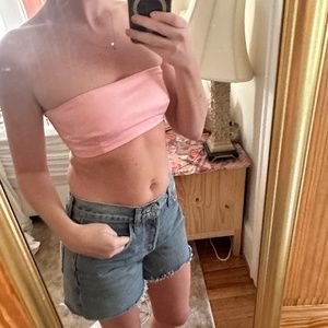 ZARA BANDEAU STYLE TOP - BARBIE PINK XS